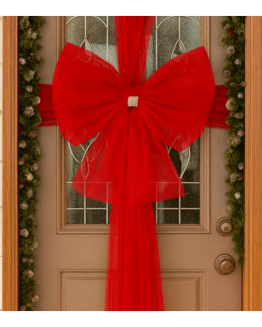 Lazo con Nudo Brillante para Decoración de Puerta Navideña