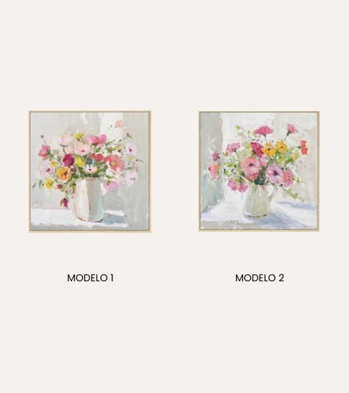 Cuadro Lienzo de Flores de Prado con Marco de Madera