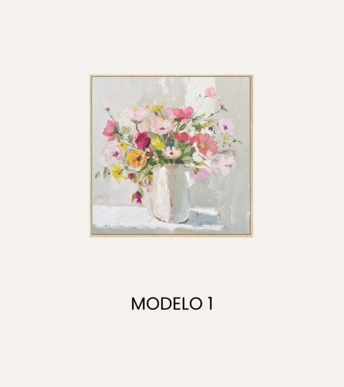 Cuadro Lienzo de Flores de Prado con Marco de Madera
