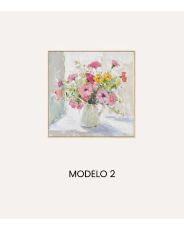 Cuadro Lienzo de Flores de Prado con Marco de Madera