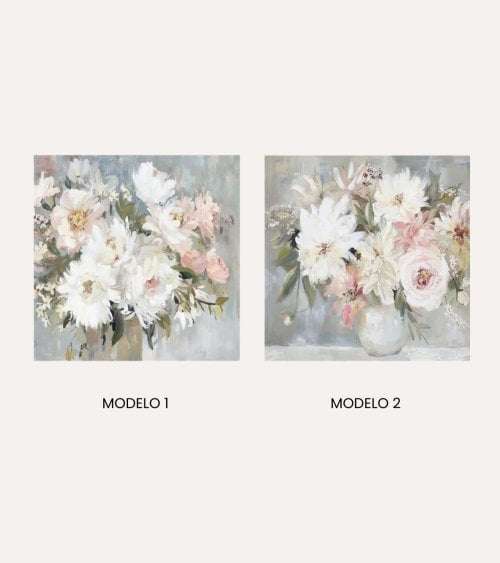 Cuadro Lienzo Flores y Plantas de Madera