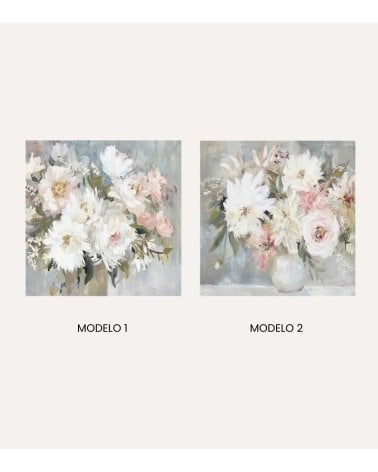 Cuadro Lienzo Flores y Plantas de Madera