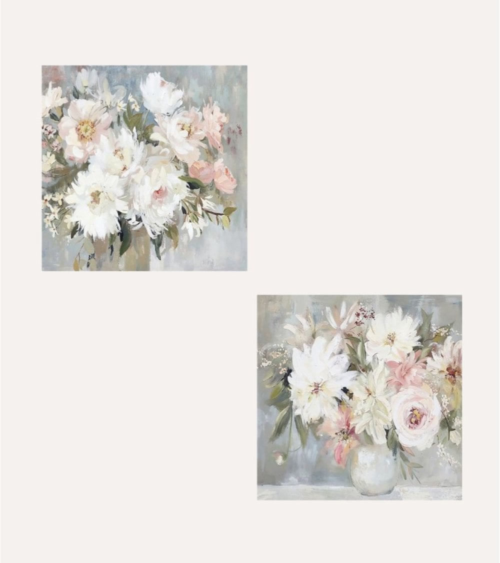 Cuadro Lienzo Flores y Plantas de Madera