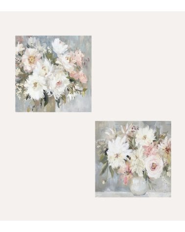 Cuadro Lienzo Flores y Plantas de Madera