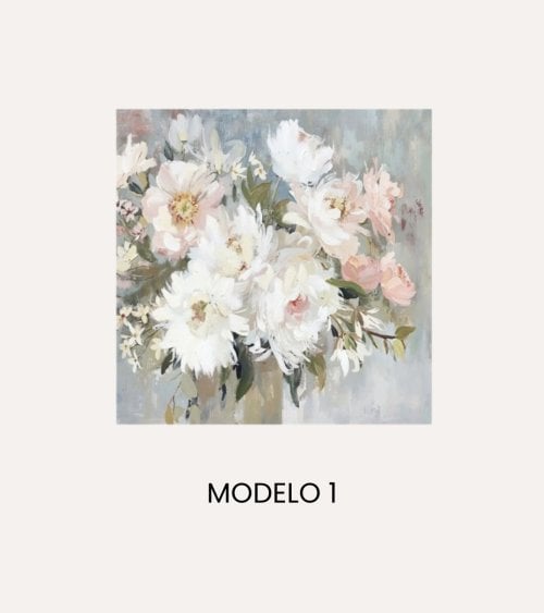 Cuadro Lienzo Flores y Plantas de Madera