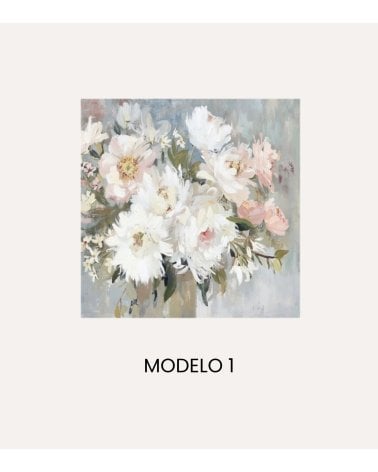 Cuadro Lienzo Flores y Plantas de Madera