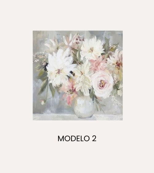 Cuadro Lienzo Flores y Plantas de Madera