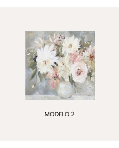 Cuadro Lienzo Flores y Plantas de Madera