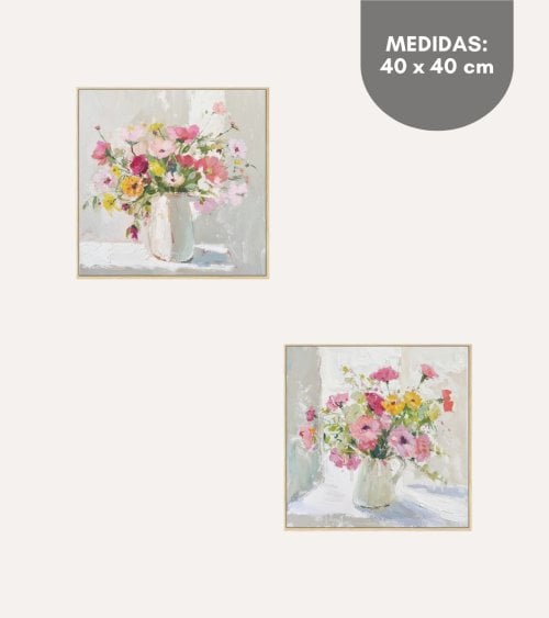 Cuadro Lienzo de Flores de Prado de Madera