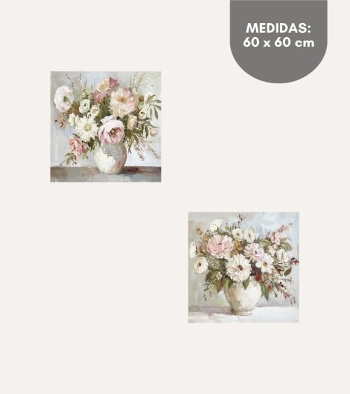 Cuadro Lienzo de Flores de Jardin de Madera