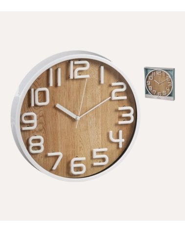 Reloj de Pared Números en Relieve de Madera y Plástico