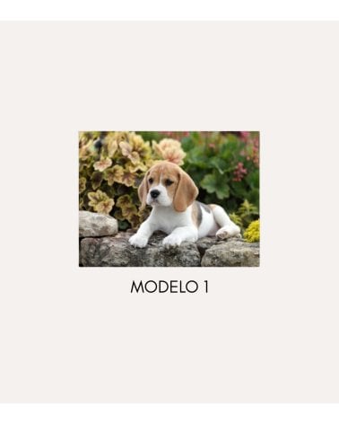 Cuadro Impreso Perrito con Flores de Lienzo