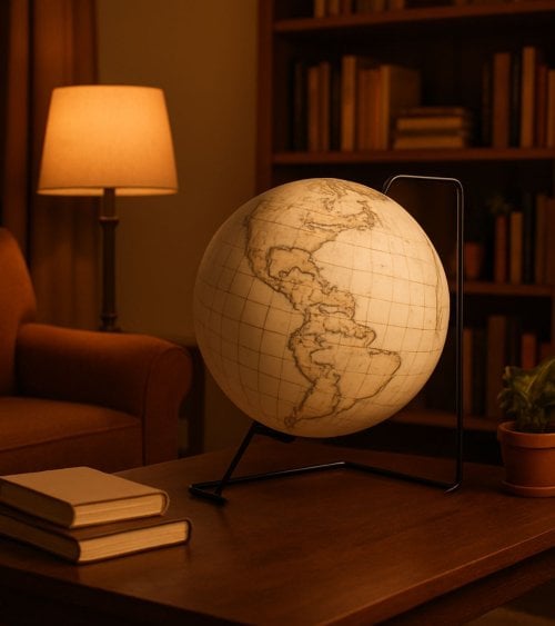 Globo Terraqueo Decorativo en L de Plástico y Metal
