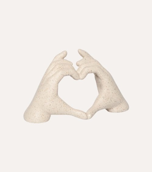 Figura Decorativa de Manos formando Corazón de Cemento