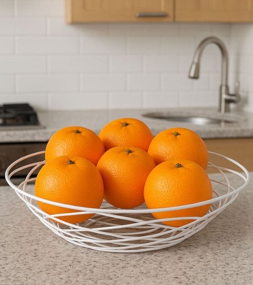 Naranja Decorativa Realista de Hierro y Plástico