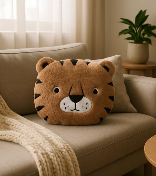 Cojín con Relleno de Tigre de Poliéster