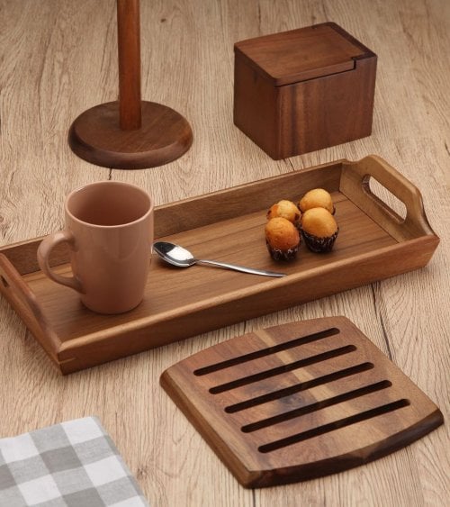 Bandeja para Mesa de Madera de Acacia