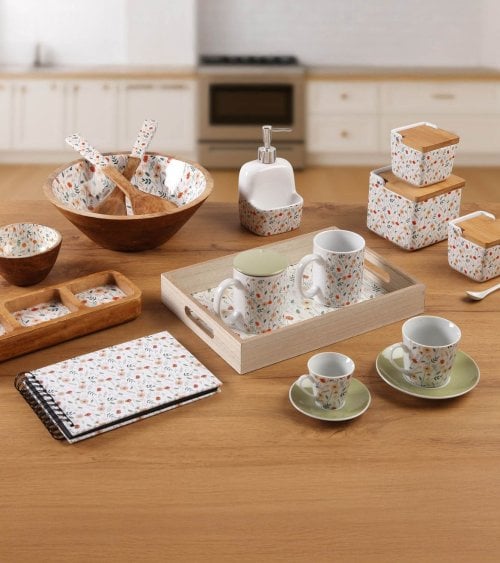 Set de 6 Tazas y Platos Verdi de Porcelana