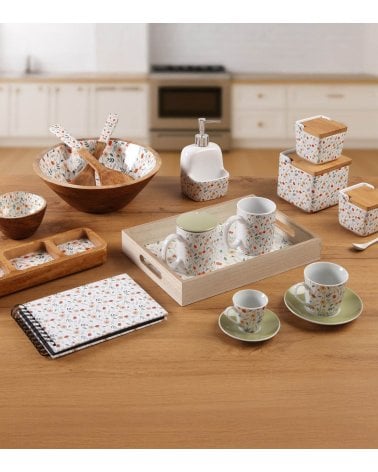 Set de 6 Tazas y Platos Verdi de Porcelana