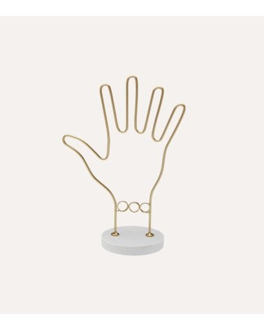 Joyero Metálico en Forma de Mano con Base de Piedra