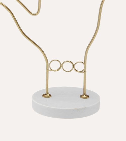 Joyero Metálico en Forma de Mano con Base de Piedra