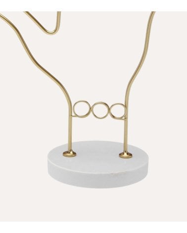 Joyero Metálico en Forma de Mano con Base de Piedra