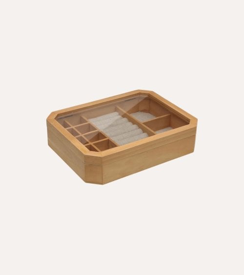 Joyero Eclipse de Madera con Tapa de Vidrio