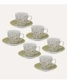 Set de 6 Tazas y Platos Verdi de Porcelana