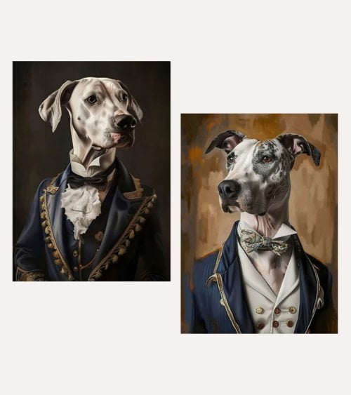 Cuadro Impreso Perro con Traje Clásico de Lienzo