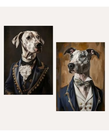 Cuadro Impreso Perro con Traje Clásico de Lienzo