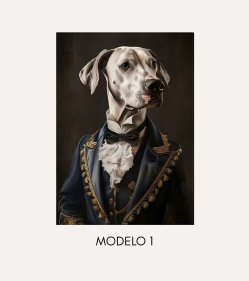 Cuadro Impreso Perro con Traje Clásico de Lienzo