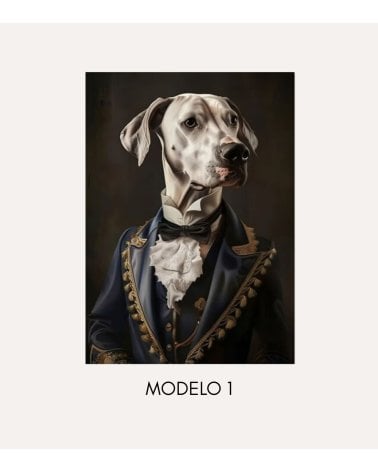 Cuadro Impreso Perro con Traje Clásico de Lienzo