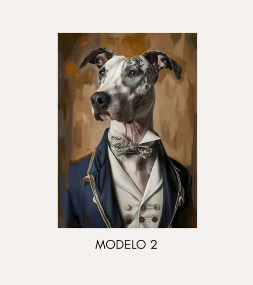 Cuadro Impreso Perro con Traje Clásico de Lienzo
