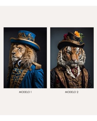 Cuadro Impreso Animal con Traje Clásico de Lienzo