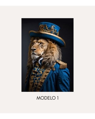 Cuadro Impreso Animal con Traje Clásico de Lienzo