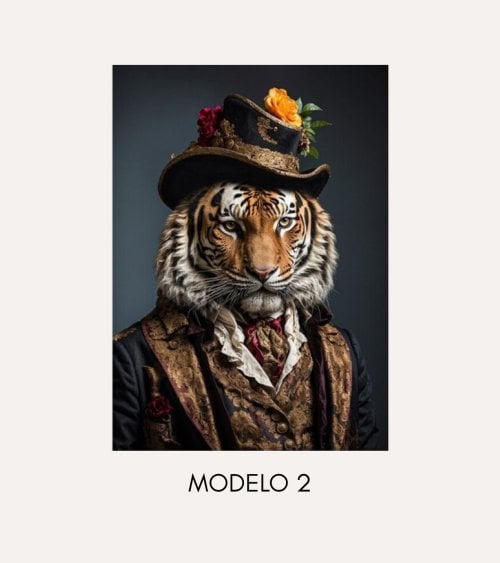 Cuadro Impreso Animal con Traje Clásico de Lienzo