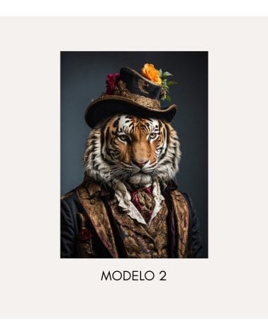Cuadro Impreso Animal con Traje Clásico de Lienzo