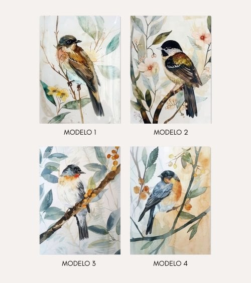 Cuadro Impreso Pájaro de Acuarela de Lienzo