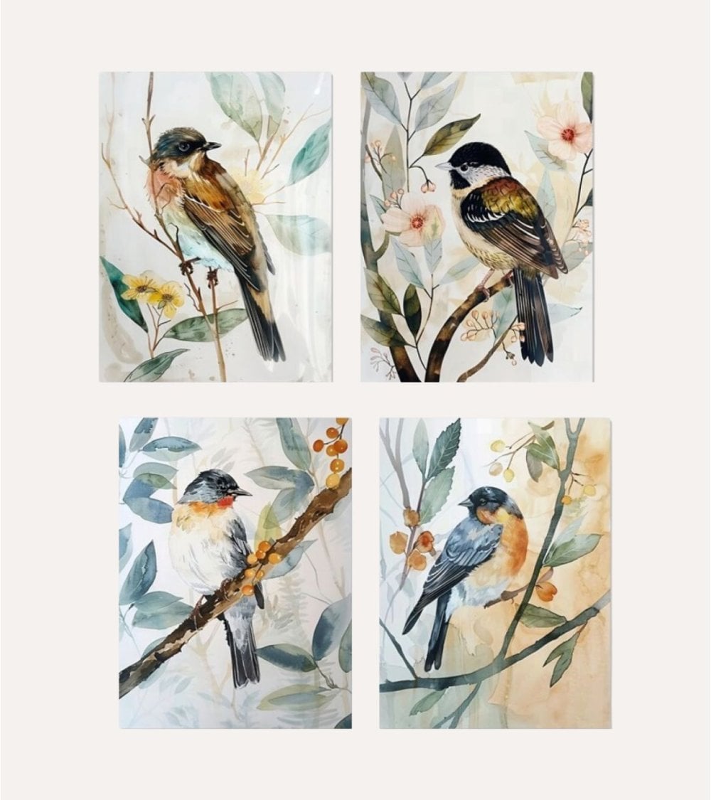 Cuadro Impreso Pájaro de Acuarela de Lienzo