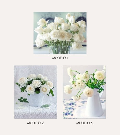 Cuadro Impreso Rosas Blancas de Lienzo