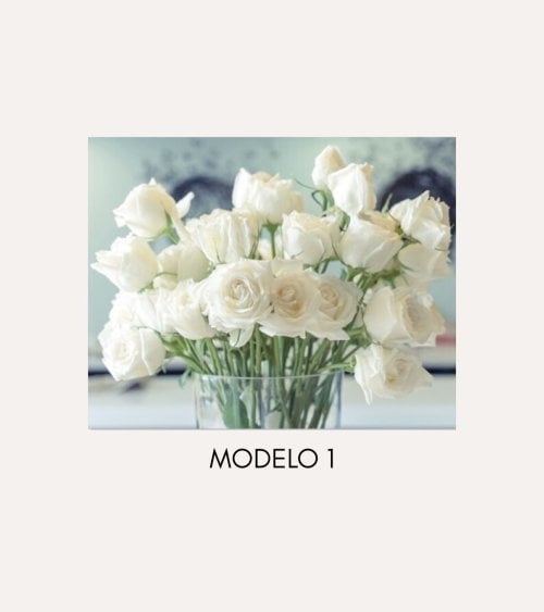 Cuadro Impreso Rosas Blancas de Lienzo