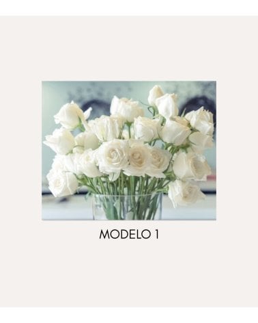Cuadro Impreso Rosas Blancas de Lienzo