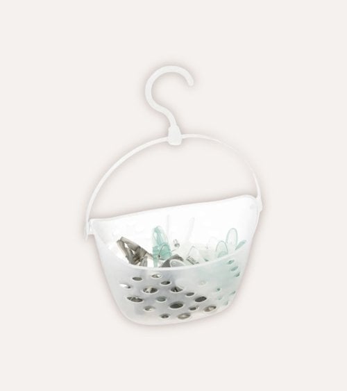 Set de 24 Pinzas para Ropa con Cesta para Colgar