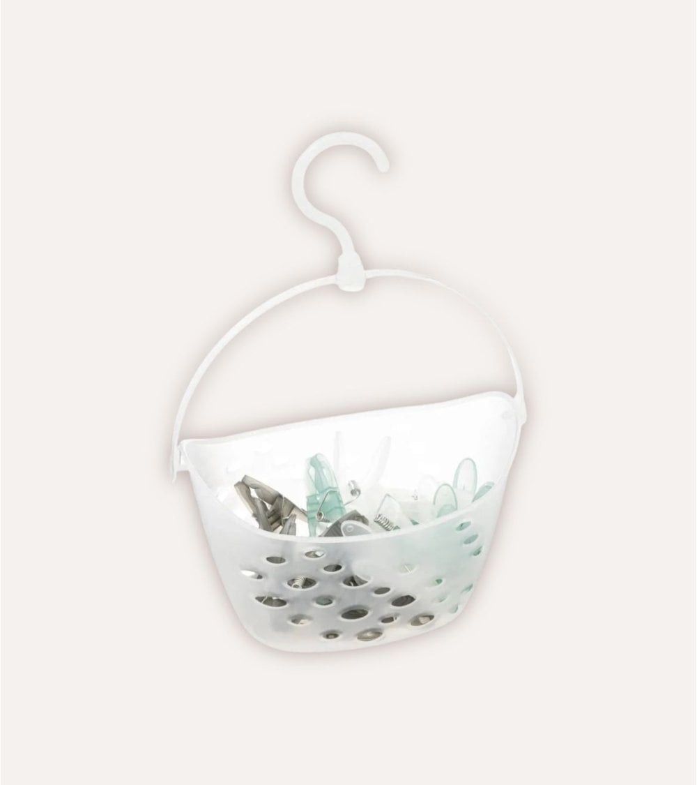 Set de 24 Pinzas para Ropa con Cesta para Colgar