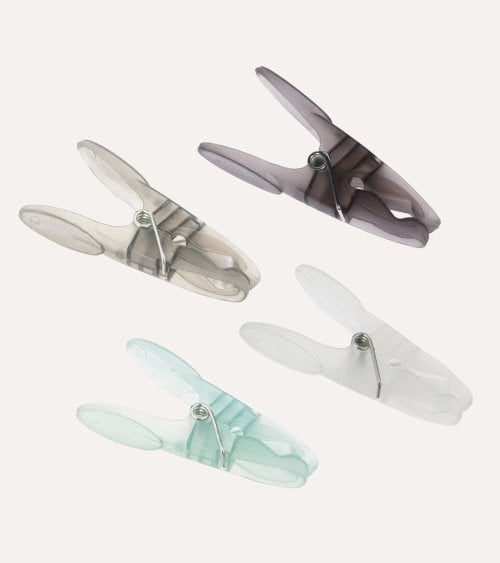 Set de 24 Pinzas para Ropa con Cesta para Colgar