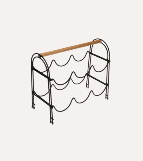 Botellero para 6 Botellas de Madera y Metal