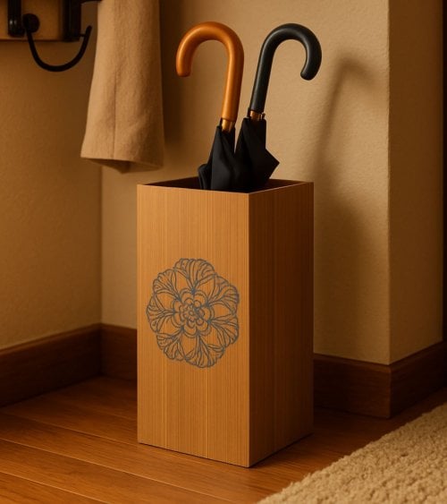Paragüero Cuadrado con Mandala de Madera