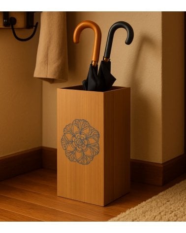 Paragüero Cuadrado con Mandala de Madera