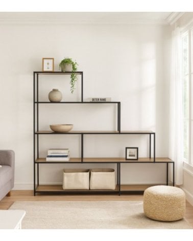 Estantería Escalonada de 4 Baldas de Madera