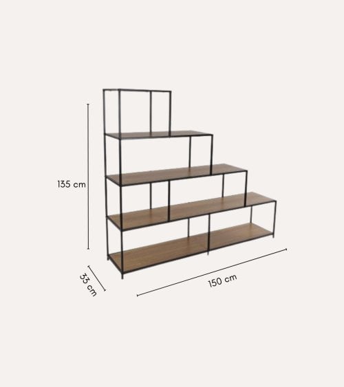 Estantería Escalonada de 4 Baldas de Madera